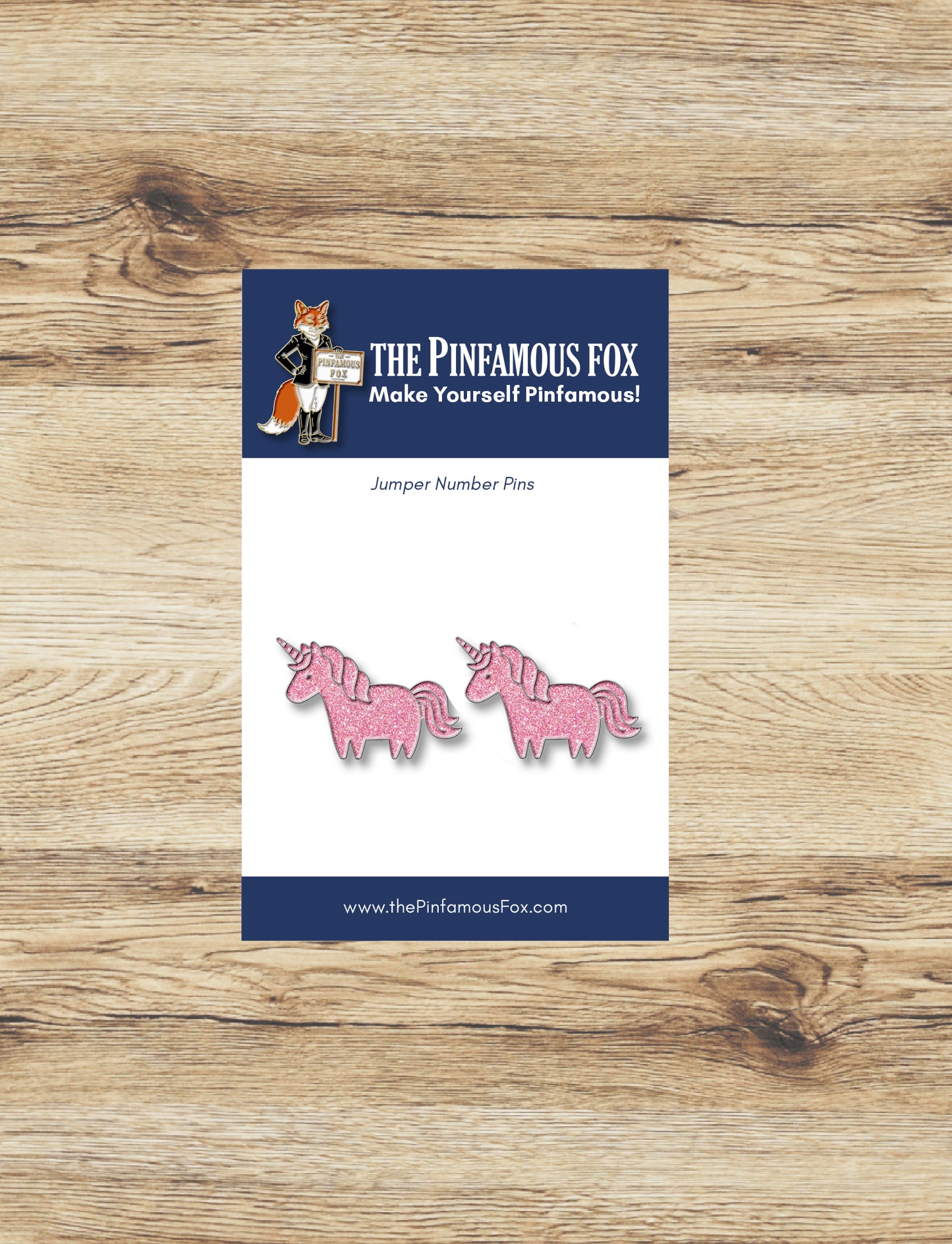 Pink Glitter Unicorn Pony Horse Number Pin Set