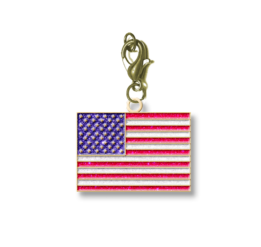 American Flag Glitter Charm
