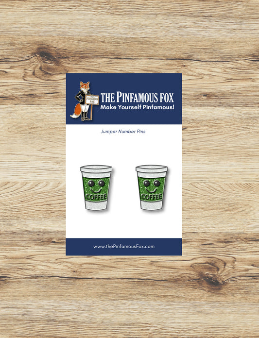 Coffee Cup Glitter Pin Number Set