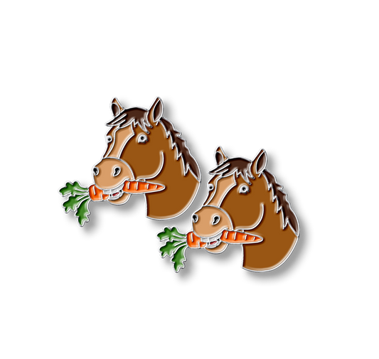 Horse Eating Carrot Pins