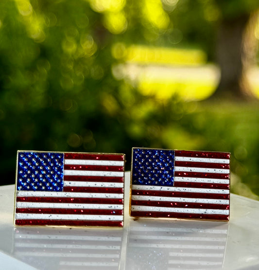 American Flag Glitter Jumper Number Pins