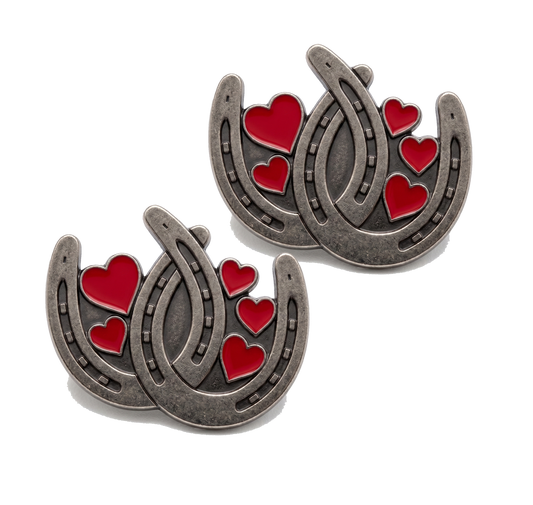 Horse Shoes with Hearts Jumper Number Pin Set
