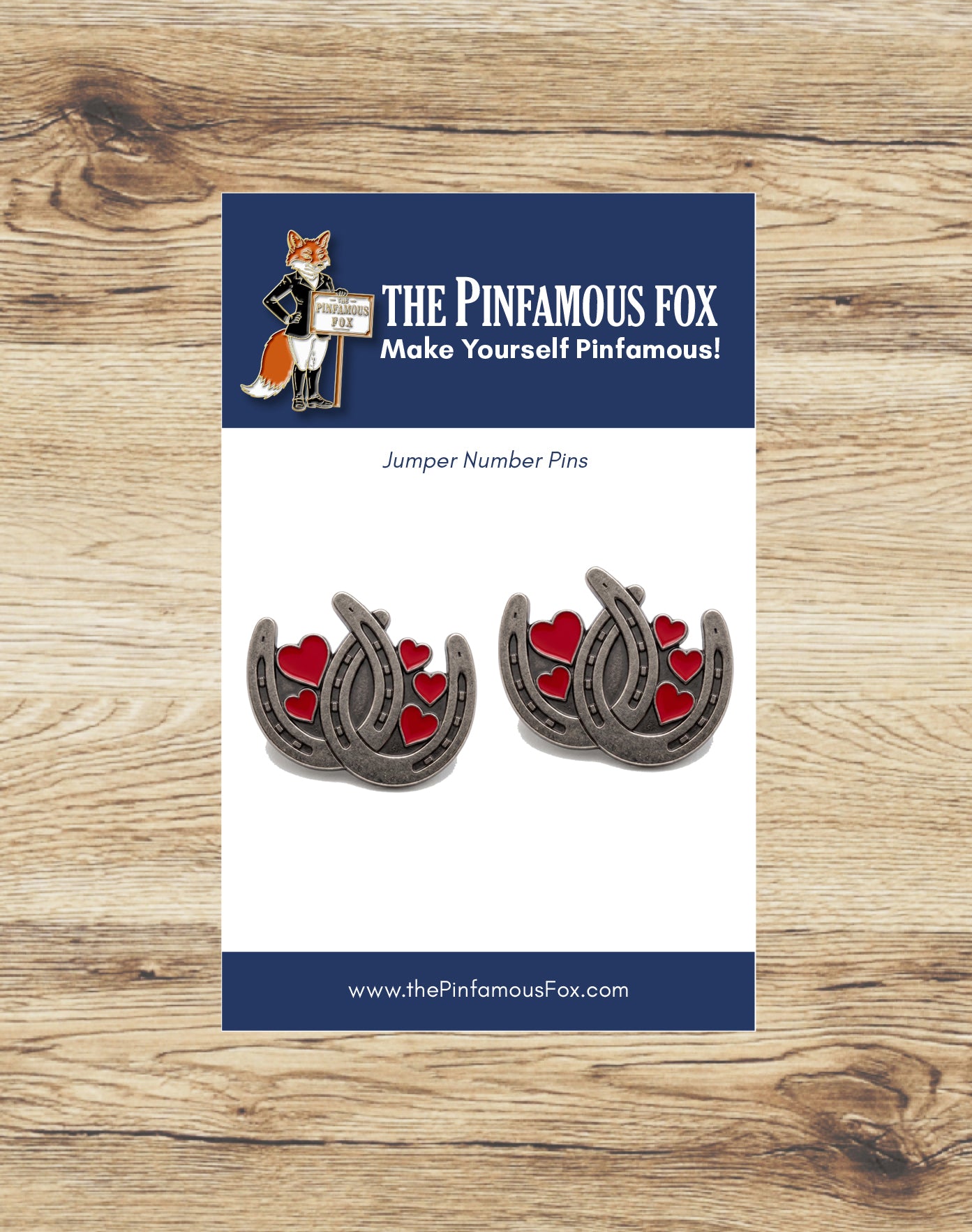 Horse Shoes with Hearts Jumper Number Pin Set