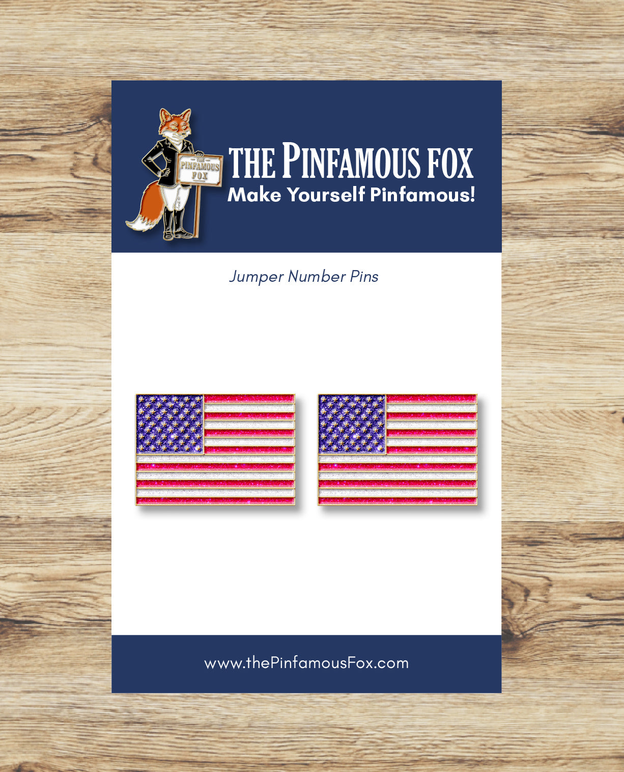 American Flag Glitter Jumper Number Pins