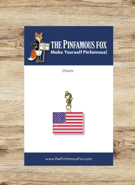 American Flag Glitter Charm