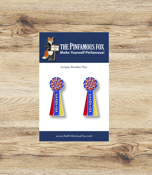 Champion Ribbon Number Pin Set
